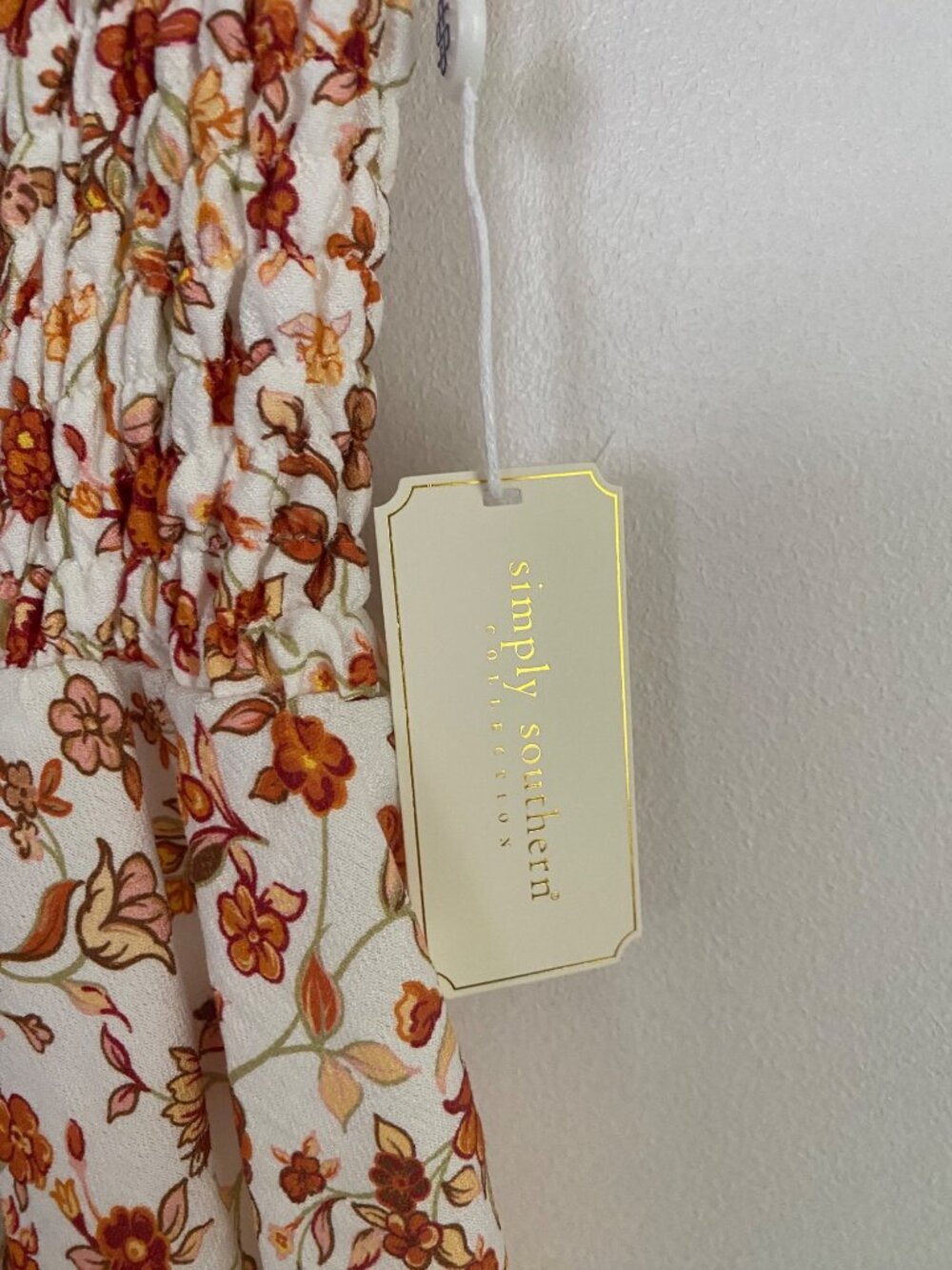 New! Simply Southern Floral Print Dress Smocked Cottage Size M - Picture 6 of 7